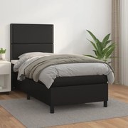 Cama com molas/colchão 90x190 cm couro artificial preto