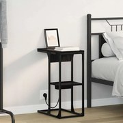 vidaXL Mesa-de-cabeceira Carvalho Preto 41.5 x 26 x 60.5 cm