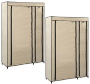 Roupeiros dobráveis 2 pcs 110x45x175 cm tecido cor creme