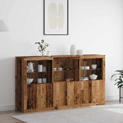 vidaXL Buffet com Luzes LED Madeira Velha 181,5x37x100 cm Madeira Engenharia