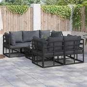 vidaXL Conjunto de Sofá de Jardim 6 pcs Preto 70 x 70 x 32 cm Alumínio