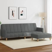 vidaXL Sofá-cama de 2 lugares c/ apoio de pés tecido cinzento-escuro