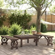 vidaXL Bancos de jardim 2 pcs madeira de abeto maciça