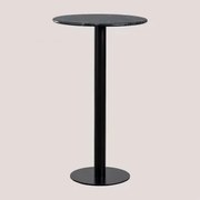 Mesa Alta De Bar Redonda Em Mármore (ø60 Cm) Rocher Mármore Verde & Preto - Sklum