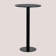 Mesa Alta De Bar Redonda Ø60 Cm Em Mármore Rocher Mármore Verde Big Flower & Preto - Sklum