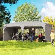 Tenda de jardim 3 x 6 m, tenda pop-up dobrável, com altura ajustável, impermeável, proteção UV50+, cinzenta