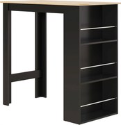 HOMCOM Mesa de Bar com 3 Prateleiras com Suporte Estilo Moderno para Cozinha Sala de Jantar 112x57x106 cm Preto e Madeira | Aosom Portugal