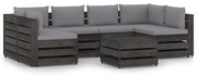 7 pcs conj. lounge jardim + almofadões madeira impreg. cinzento