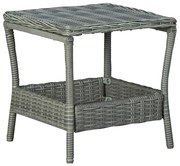 Mesa de jardim em vime PE 45x45x46,5 cm cinzento-claro