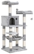 Árvore para gatos FEANDREA, torre estável para gatos, 2 poleiros de pelúcia, 143 cm, cinza claro PCT15W