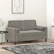 vidaXL Sofá 2 lugares c/ almofadas/almofadões 120cm veludo cinza-claro