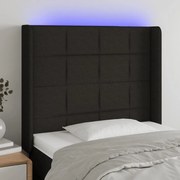 Cabeceira de cama c/ luzes LED tecido 93x16x118/128 cm preto