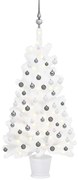 vidaXL Árvore Natal artificial pré-iluminada c/ bolas 90 cm branco