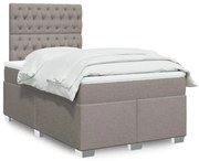 vidaXL Cama boxspring c/ colchão 120x190cm tecido castanho-acinzentado