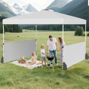 Tenda Jardim pop up 300 X 300 CM com 2 Paredes Laterais com Bolsa , 4 Sacos de areia 8 Estacas 4 Ancoras feiras, festas, eventos Branca