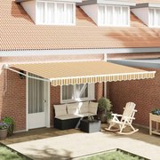 vidaXL Toldo Retrátil Striped Multicolor 450 × 300 cm Poliéster, Metal