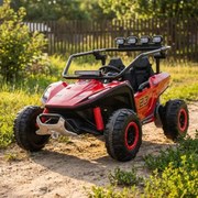Buggy elétrico para Crianças 24V, 4x200W, 2 lugares TURBO 23, Rodas Espuma EVA, Assento Couro ecológico Vermelho