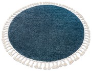 Tapete BERBER 9000 circulo azul Franjas berbere marroquino shaggy