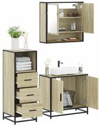 vidaXL 3 pcs conj. móveis casa banho derivados madeira carvalho sonoma