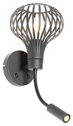 LED Moderno candeeiro de parede preto com candeeiro de leitura 2-luz - Saffira Brescia Moderno