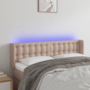 vidaXL Cabeceira cama LED couro artificial 147x16x78/88 cm cappuccino