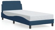 Estrutura cama c/ cabeceira sem colchão tecido 90x200 cm azul