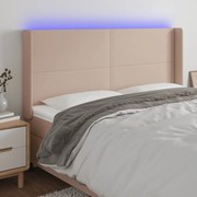 Cabeceira cama c/ LED couro artif. 203x16x118/128 cm cappuccino