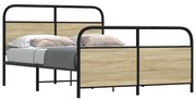 Estrutura de cama sem colchão 140x190 cm metal carvalho sonoma