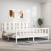 vidaXL Estrutura de cama com cabeceira 180x200cm madeira maciça branco