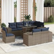 vidaXL 16 pcs conjunto sofás jardim almofadões vime PE/acácia cinzento