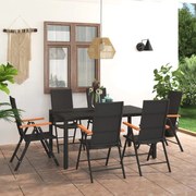 vidaXL 7 pcs conjunto de jantar para jardim preto e castanho