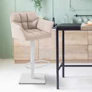 Banco de bar Damaso em tecido e com estrutura branca 64 x 88-113 x 45 cm Bege marfim