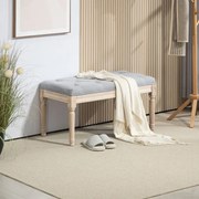 Banco de Cama 80x40x43 cm Acolchoado com Linho Sintético e Pés de Madeira Estilo Vintage Cinzento Claro
