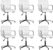 vidaXL Cadeiras de jantar giratórias 6 pcs couro artificial branco