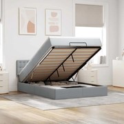vidaXL Cama otomana com colchão 140x190 cm tecido cinzento claro
