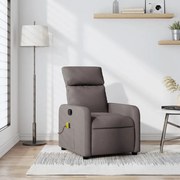 vidaXL Poltrona de massagens reclinável tecido cinzento-acastanhado