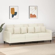 vidaXL Sofá de 3 lugares 180 cm veludo cor creme