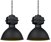 Conjunto de 2 Pendentes Industriais Pequenos Preto Fosco - Sicko Industrial
