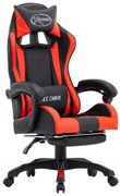 vidaXL Cadeira estilo corrida c/ apoio pés couro artif. vermelho/preto