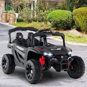 Carro elétrico infantil de 12 V, com comando à distância, 3 velocidades, luzes LED, música, buzina, veículo a bateria para crianças, Preto