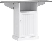 HOMCOM Móvel com Tábua de Engomar Dobrável sobre Rodas com Prateleira Aberta e Armário 121x37x89 cm Branco e Cinza | Aosom Portugal