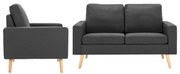 2 pcs conjunto de sofás tecido cinzento-escuro
