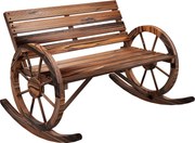 Outsunny banco baloiço de jardim, baloiço para 2 pessoas, com apoios de braço em forma de roda, para varanda, jardim, terraço, carbonizado. | Aosom Portugal