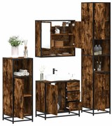 vidaXL 4pcs conjunto de móveis WC derivados de madeira carvalho fumado