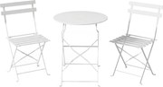 Outsunny Conjunto Bistrô de Exterior Dobrável com Mesa e 2 Cadeiras, Branco | Aosom Portugal
