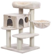 Árvore para gatos com poleiro XXL em peluche e casinha. | FEANDREA | 70 x 60 x 112 cm | bege | PCT01M.