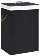 vidaXL Cesto para roupa suja c/ secção única bambu preto