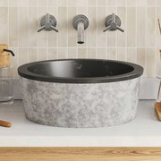 vidaXL Lavatório Ø40x15 mármore preto