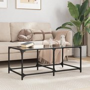 vidaXL Mesa de centro com topo em vidro preto 98,5x50x40 cm aço