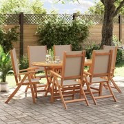 vidaXL 7 pcs conjunto de jantar para jardim acácia maciça e textilene